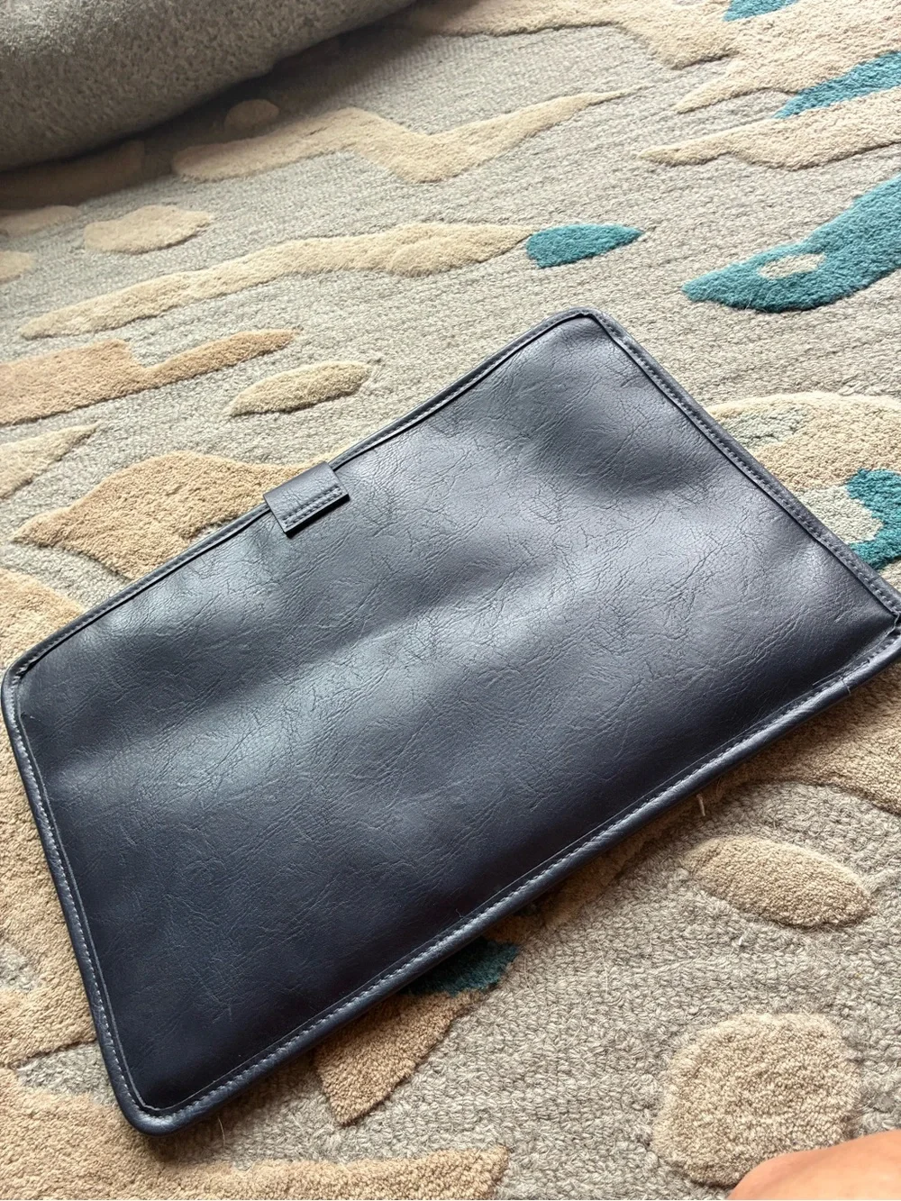 Beis. Navy Faux Leather Laptop Sleeve - Sleek Protective Sleeve